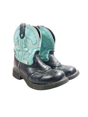 Justin Boots Womens Size 10 Turquoise & Black Leather Western Boots